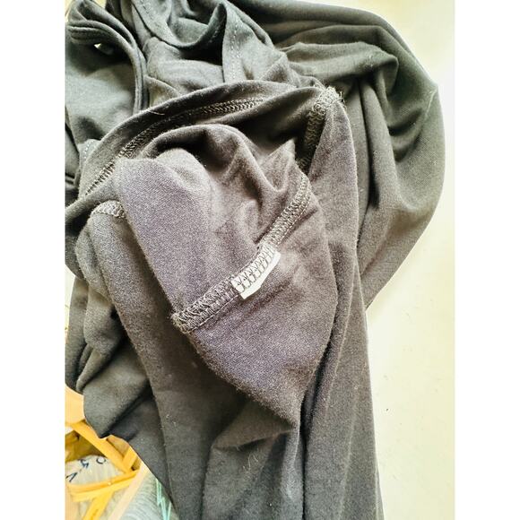 Black High Neck Plunging Sides Sleeveless Gathered Flowy Back Maxi Dress M - Picture 7 of 12